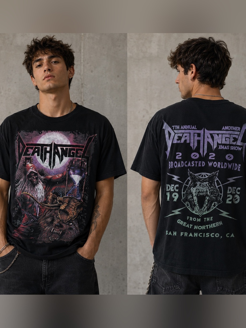 Death Angel 7th Annual Xmas Show‎ 2020 Black Graphic T-Shirt